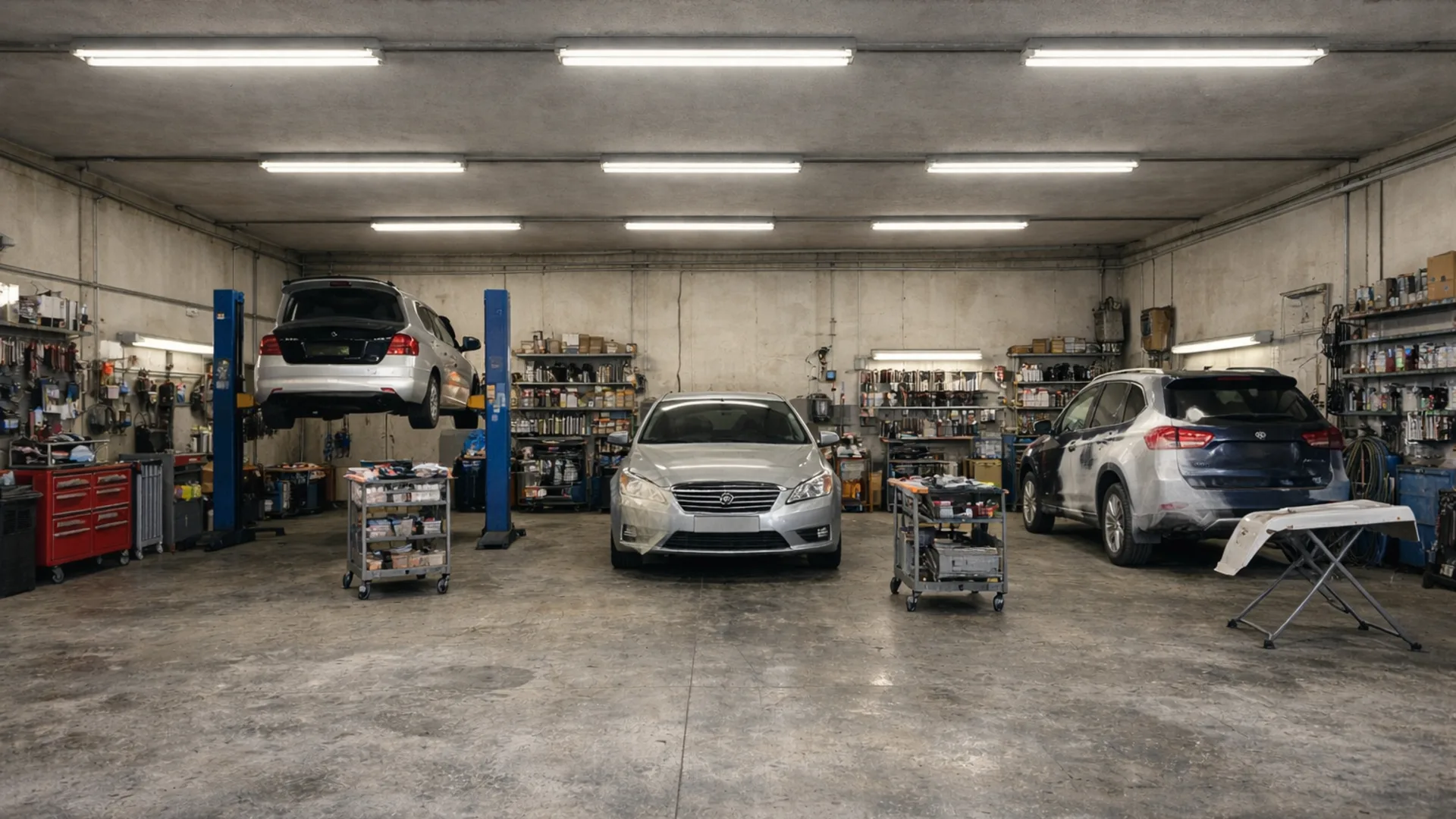 Illustrazione di un'auto lucidata in officina